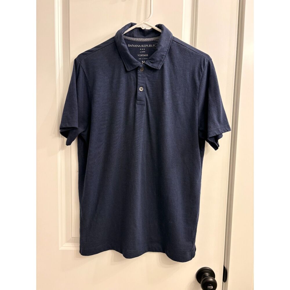 Banana Republic Men's Navy Blue Polo Shirt Medium – Classic Short Sleeve